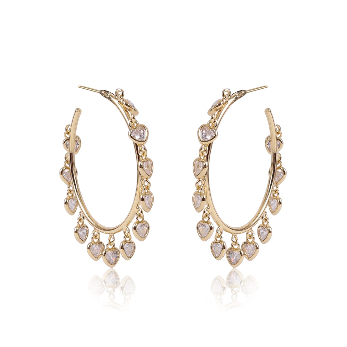 Heart Crystal Hoops