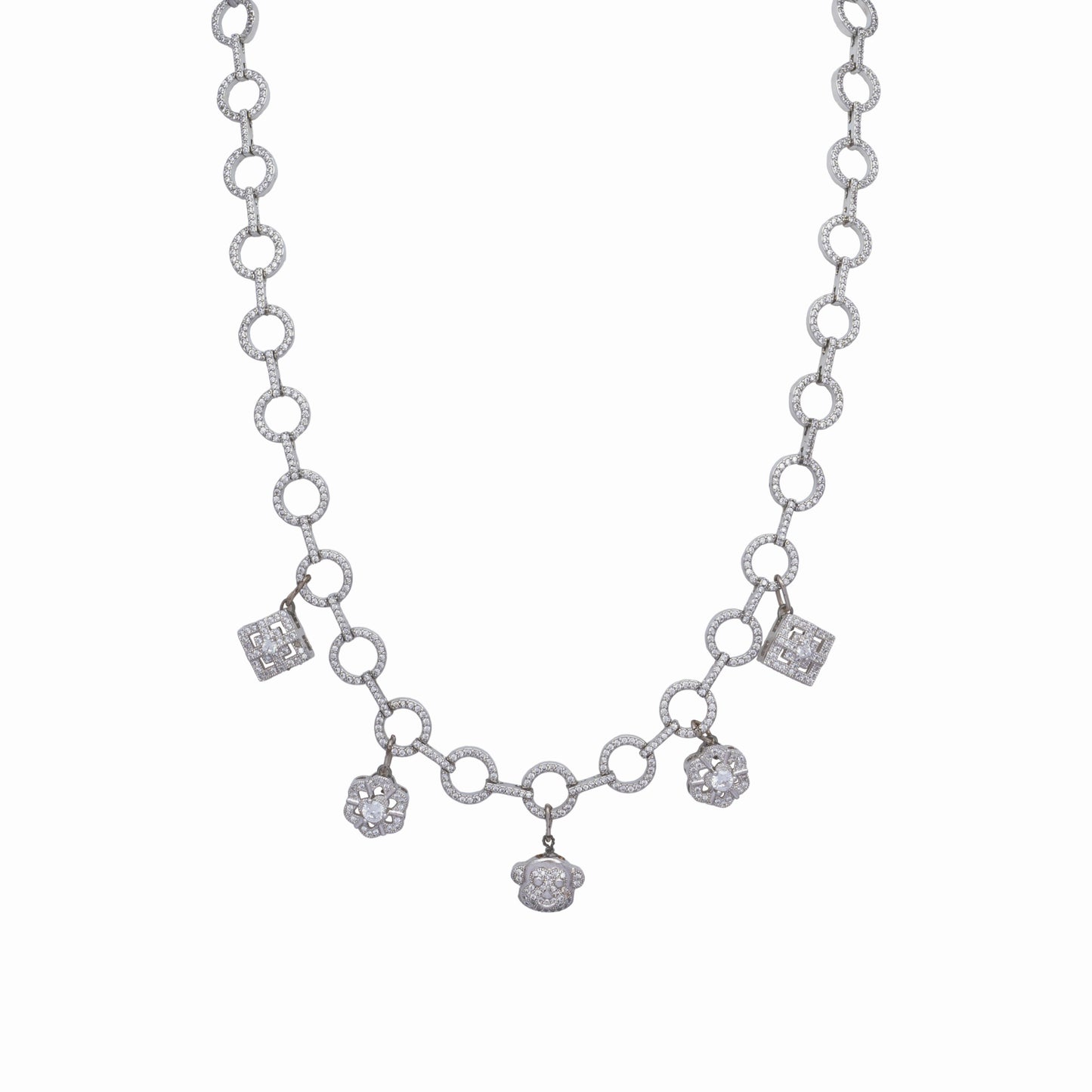 Floral Charms in Silver Chain Necklace