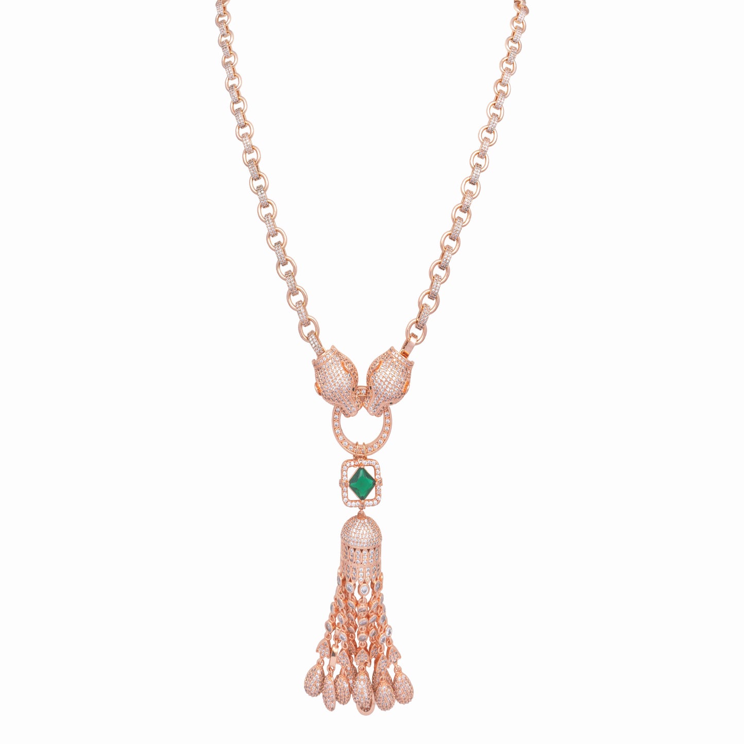 Leopard Motifs in Rose Gold Loop Chain