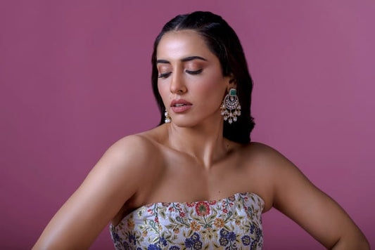 Moissanite Chand bala's with Emeralds