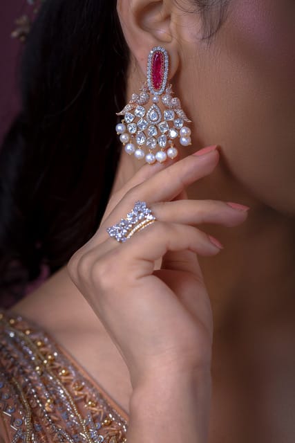 Peacock Earrings with Rubies