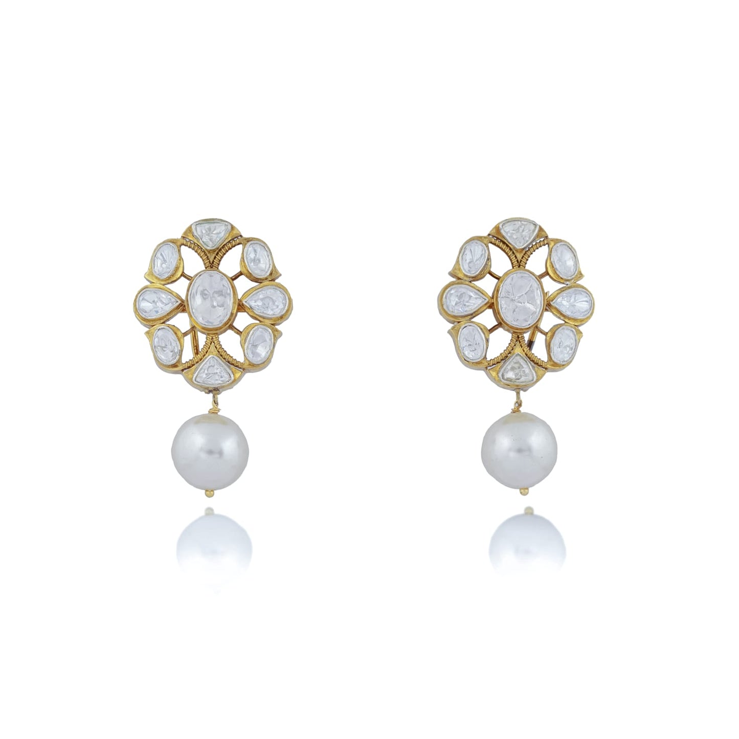 Floral Earrings with Pearl Drops