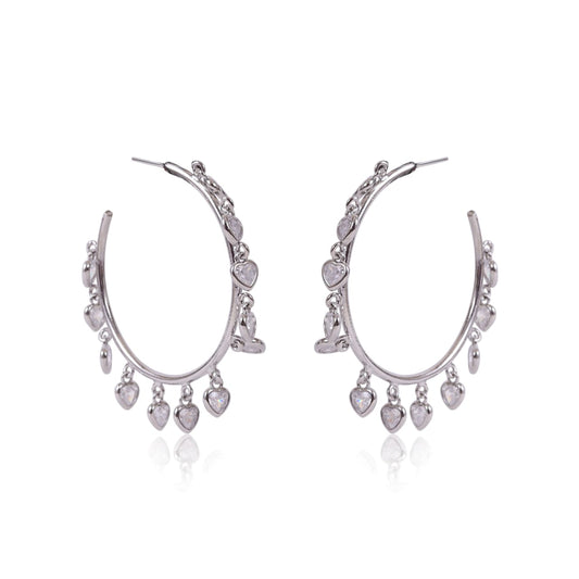 Heart Crystal Hoops