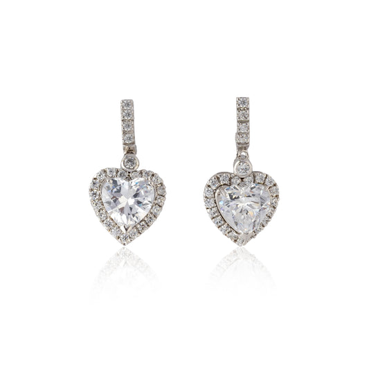 Solitaire heart earrings