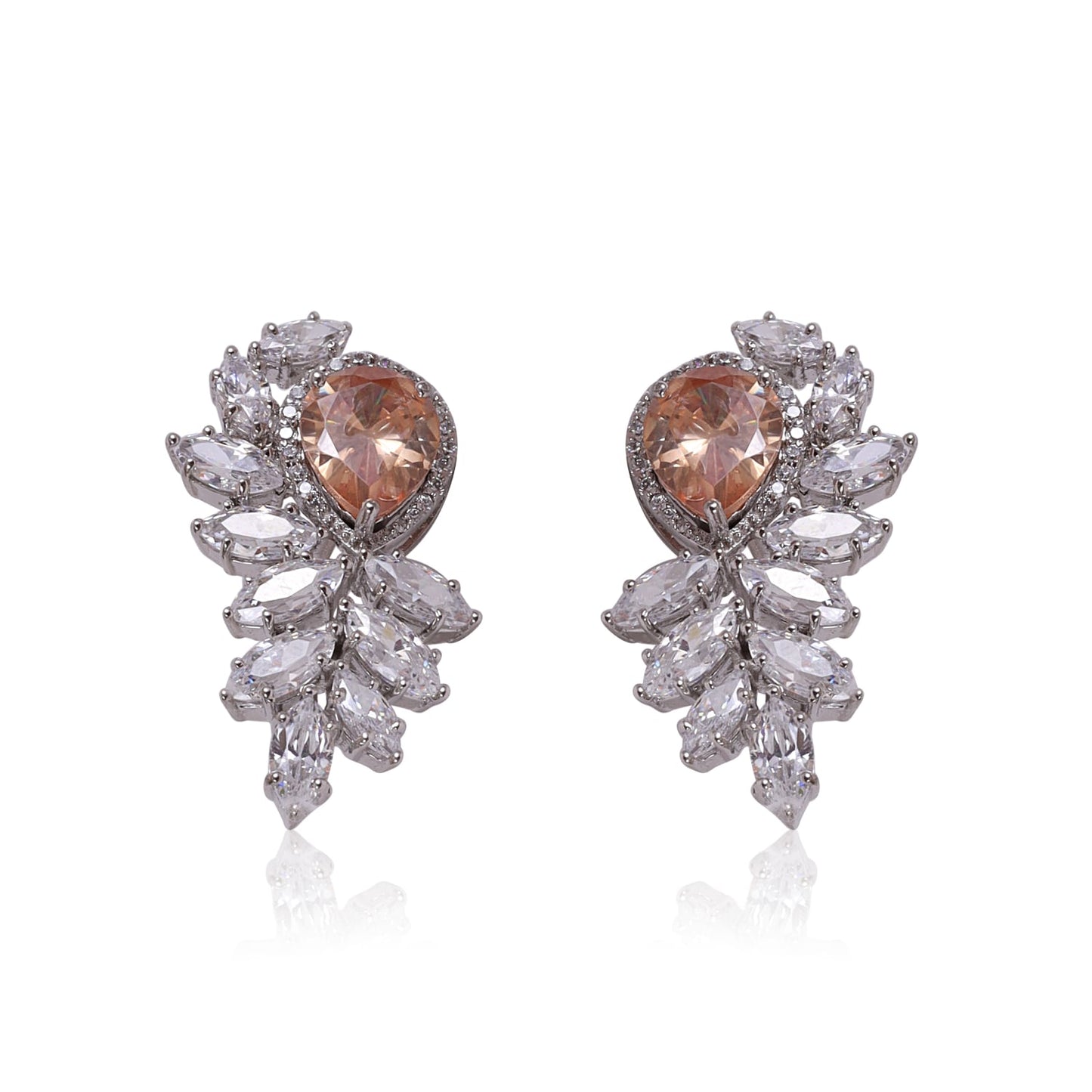 Champagne citrine in marquise cluster earrings