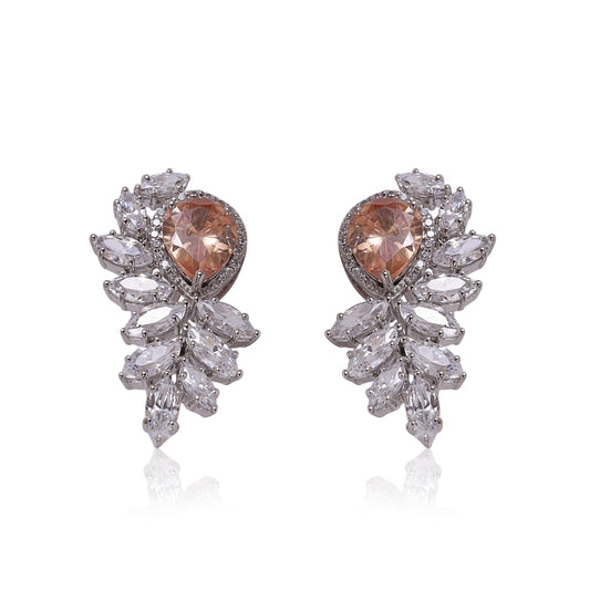 Champagne citrine in marquise cluster earrings