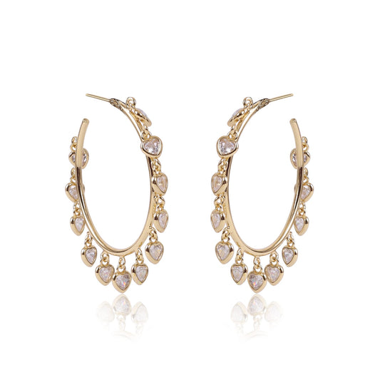 Heart Crystal Hoops