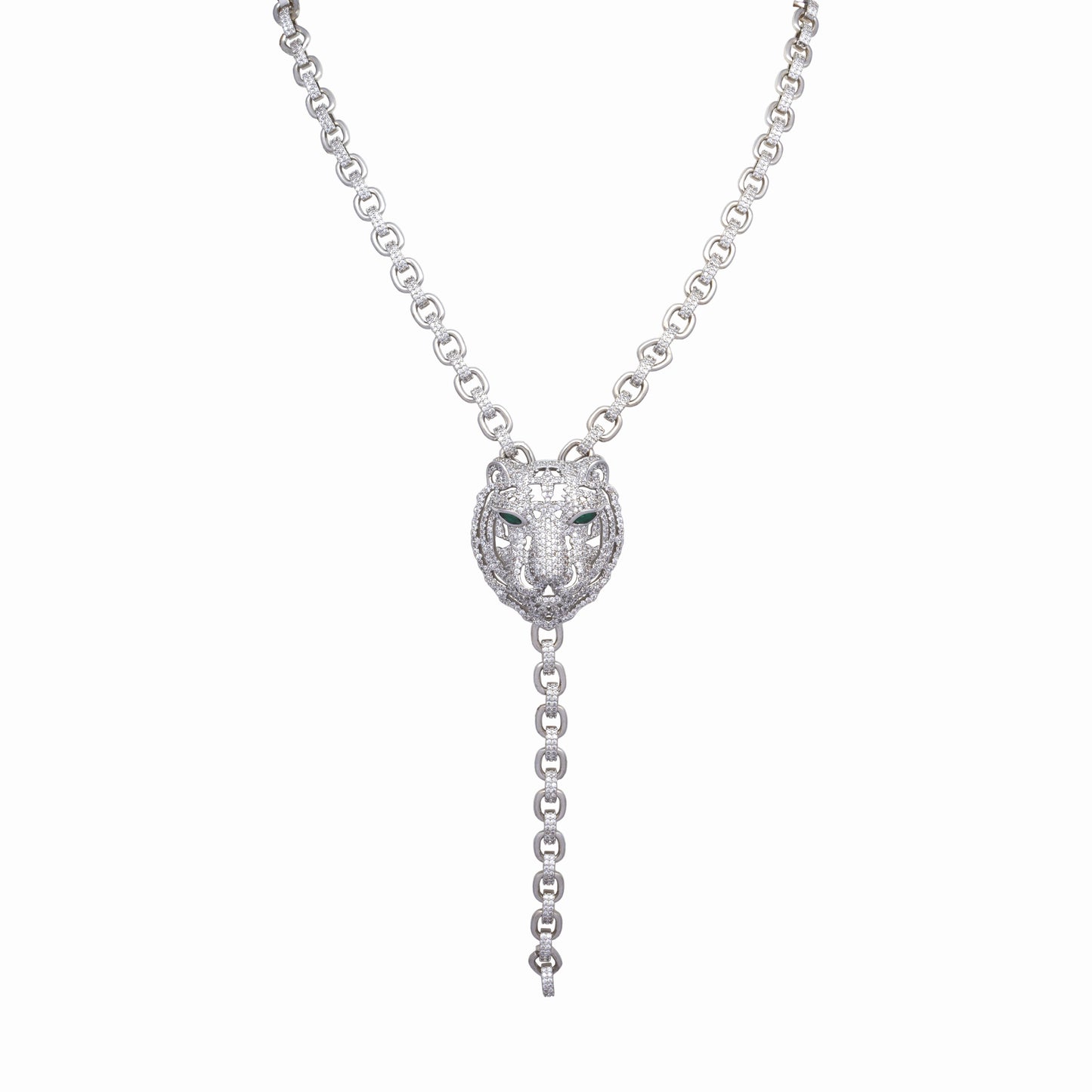 Lion Chain Link Silver Necklace