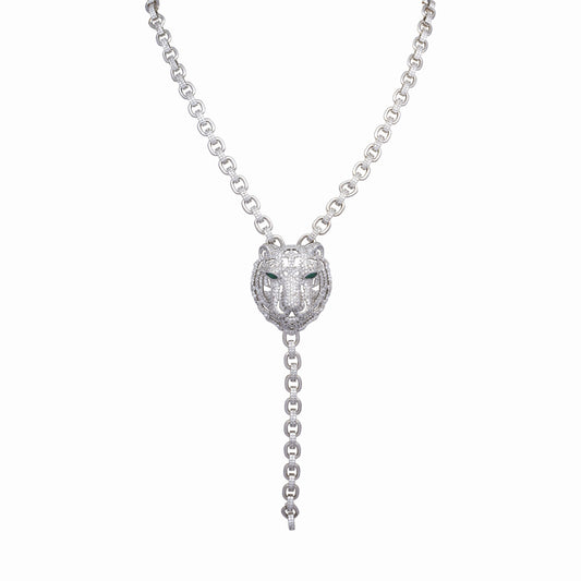 Lion Chain Link Silver Necklace