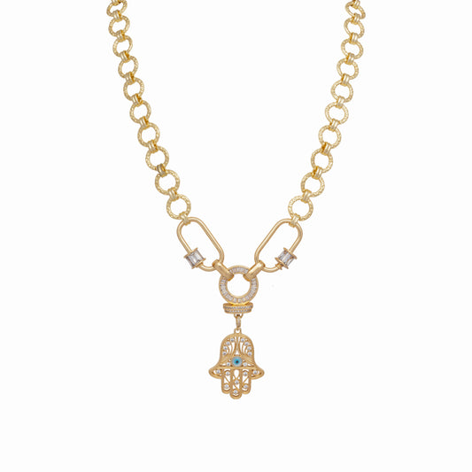Hamsa Chain Link Necklace