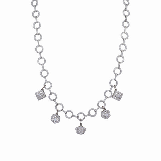 Floral Charms in Silver Chain Necklace