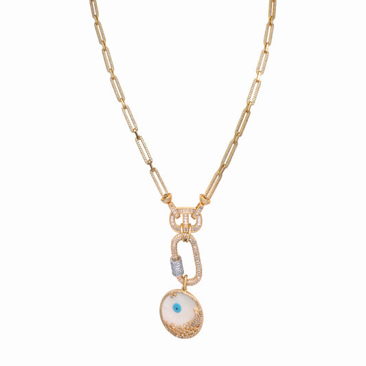 Rectangular Loop Chain with Evil Eye Drop