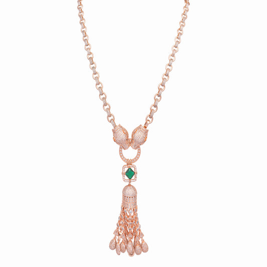 Leopard Motifs in Rose Gold Loop Chain