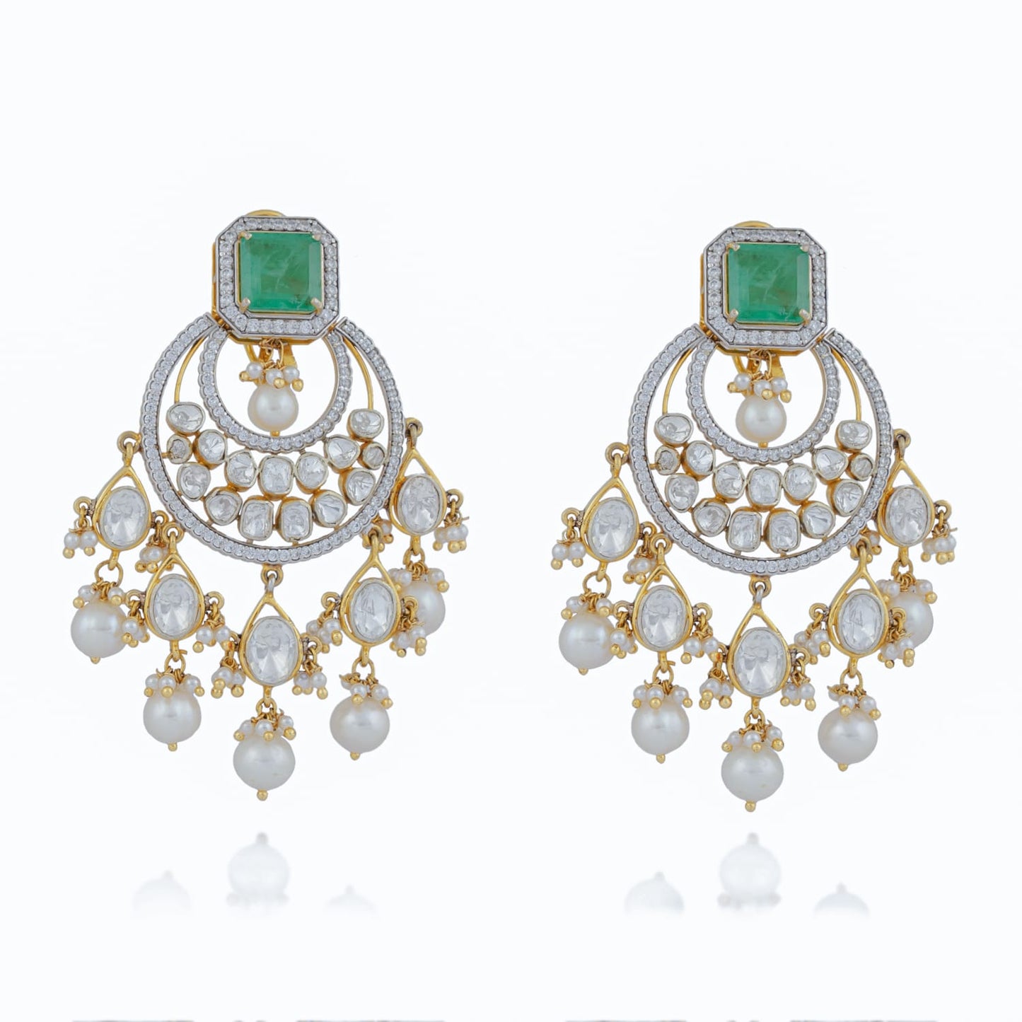 Moissanite Chand bala's with Emeralds