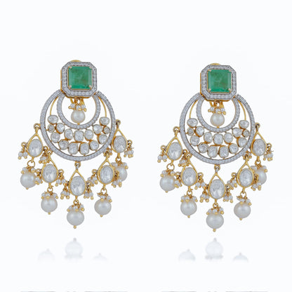 Moissanite Chand bala's with Emeralds