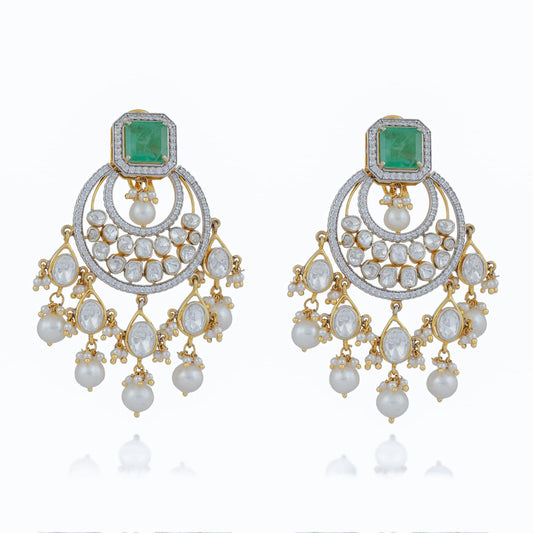 Moissanite Chand bala's with Emeralds