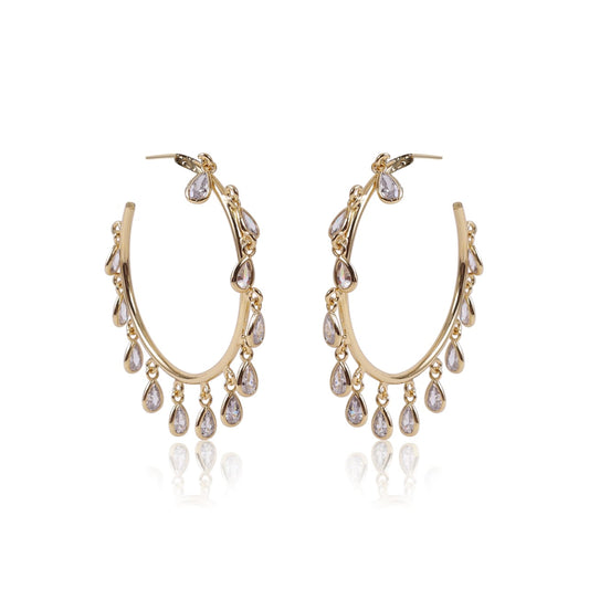 Dew Drop Crystal Hoops