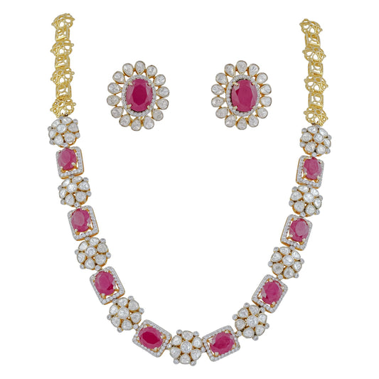 Floral Necklace with Rubies & Studs
