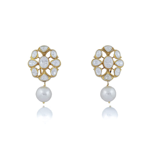 Floral Earrings with Pearl Drops