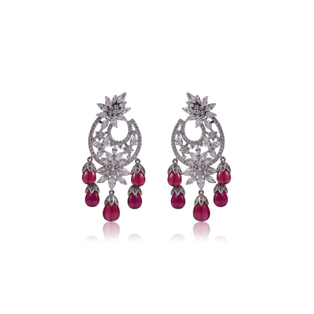 Crescent earrings with Ruby drops